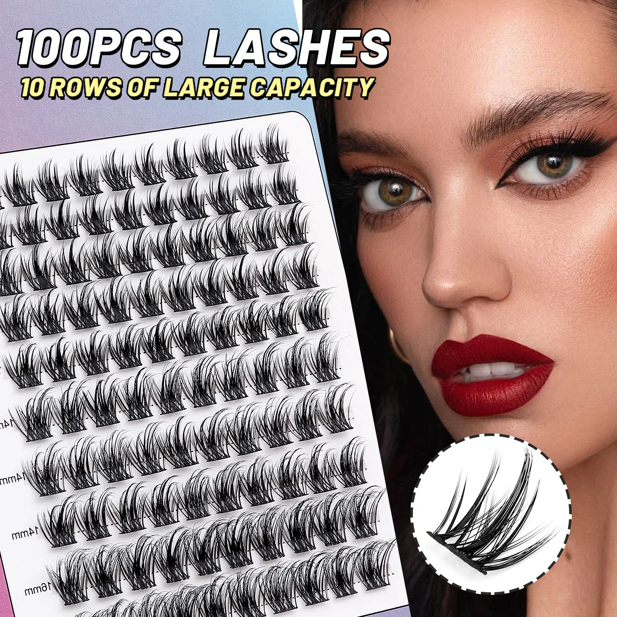 

100PCS Bundles Cluster Eyelash Individual Volume False Eyelashes Wispy Segmented Lashes Natural Personal Fake Eyelashes Makeup