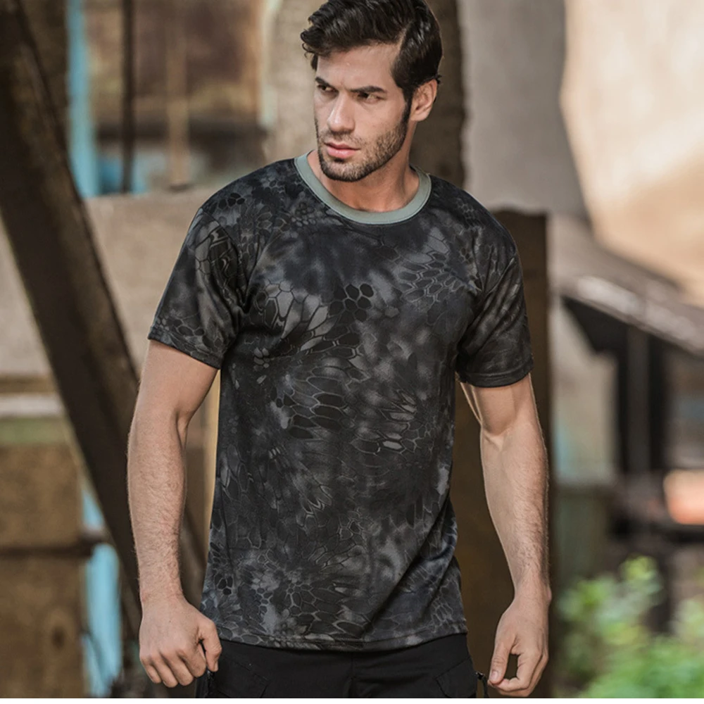 Outdoor-Sport Herren T-Shirts 3D Camouflage Schnelltrocknend O-Ausschnitt Kurzarm Oberteile Shirt Camo Wandern Jagd T-Shirt 2026 Mode – Detail 14