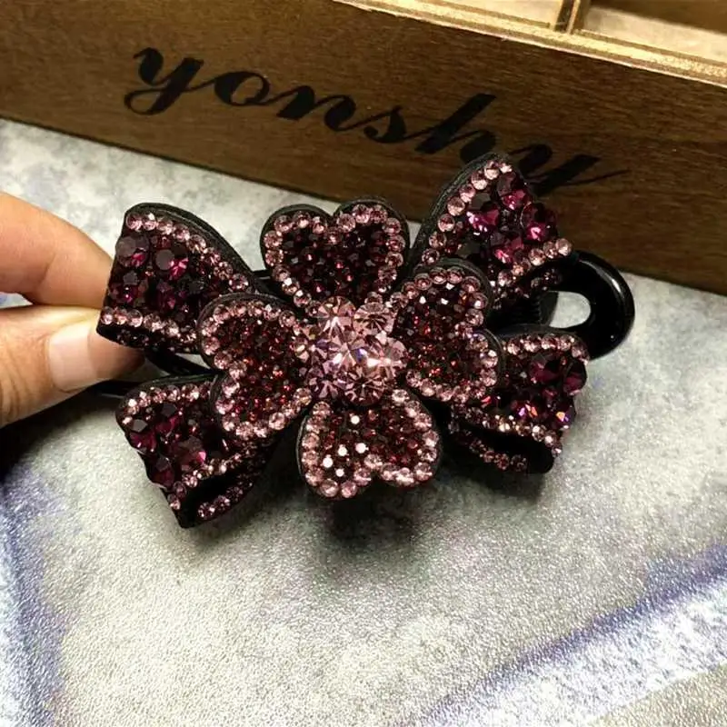 

Women's New Headwear Fashion Rhinestone Hairpinsfor Shopping Girls Acrylic Hair Accessories Butterfly Duckbil Flower Hair Clip