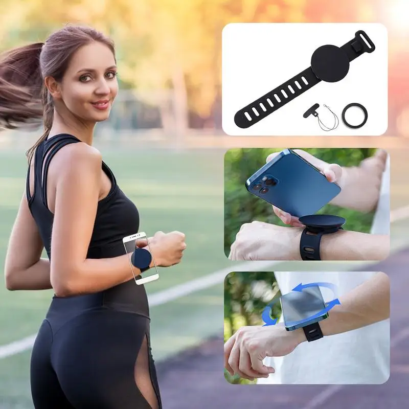 Wristband Phone Holder For Running Wrist Phone Carrier 360 Degrees Rotatable Armband Holder Outdoor Wrist Phone Stand For Men