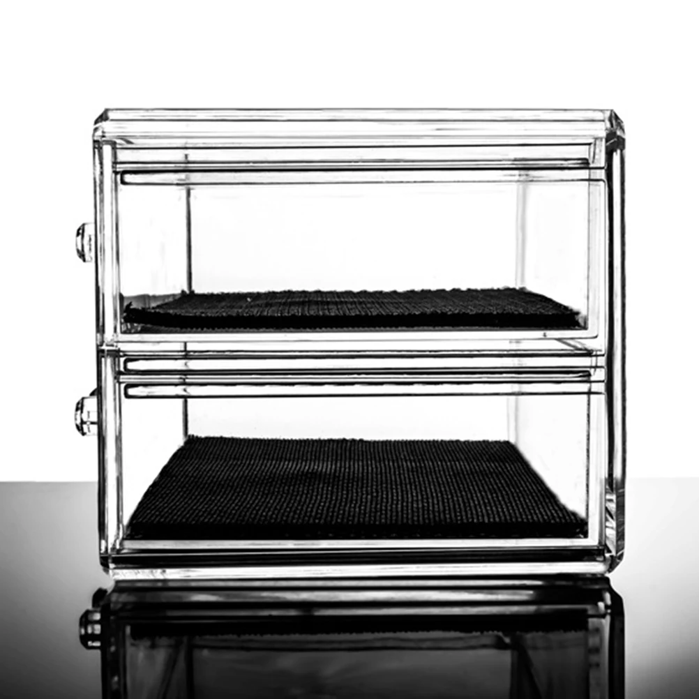 

Clear Cosmetics Jewelry Storage Organizer 2 Tier Drawer High Quality Durable Material Removable Easy Clean Transparent Box