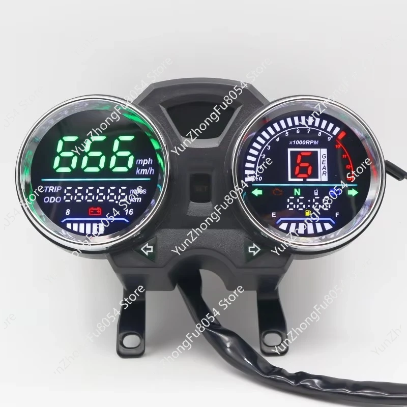 Light Emitting Diode Digital Motorcycle Speedometer RPM Dashboard for EN125 GN125 1-6 Gears
