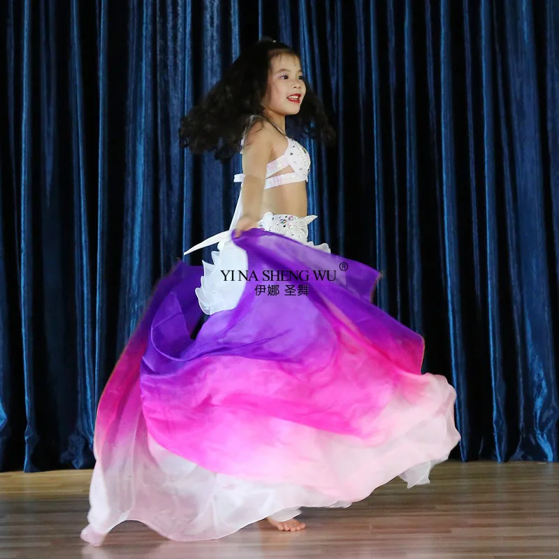 Kids Adults Belly Dance Silk Veils Gradually Changing Color 200x90 cm Dance Practice Performance Accessories Real Silk Veil
