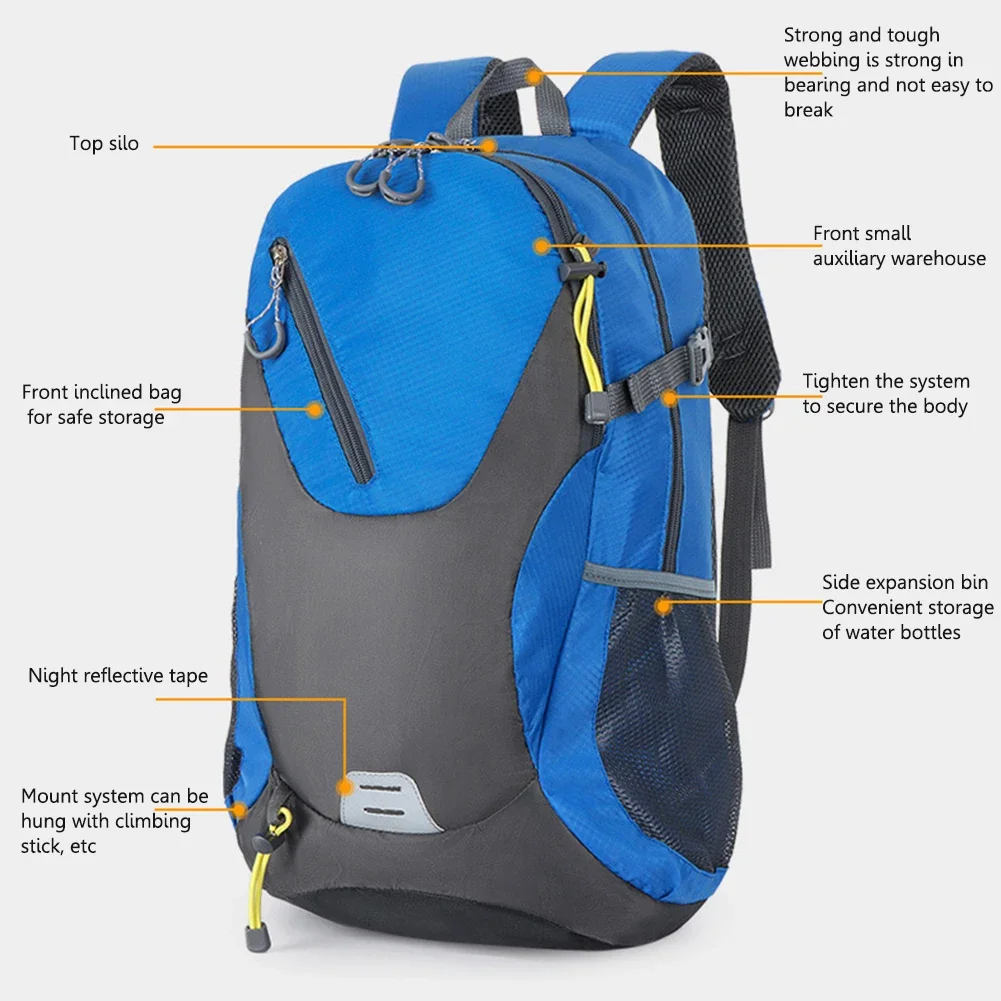 40L Large Capacity Travel Backpack Men Man Women Outdoor Bag Waterproof Folding Mountaineering Cycling Hiking Sports Backpack