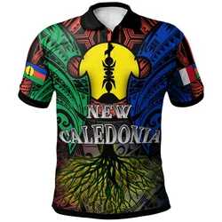 New Caledonia Pattern Polo Shirt For Men Hawaiian 3d Print Lapel Short Sleeves Oversized Button Tees Casual Streetwear T-Shirt