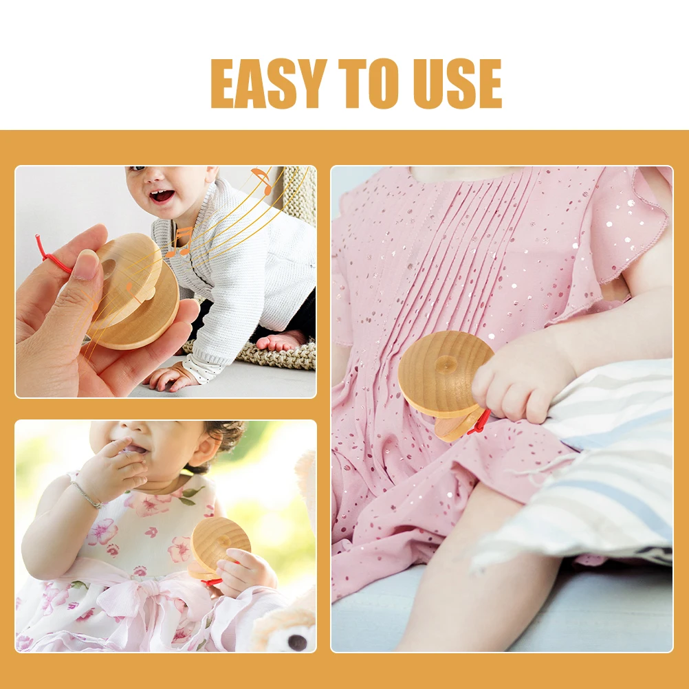 

6pcs Wooden Castanets for Kids Finger Percussion Instruments Small Handheld Music Tools Educational Toys Party Favors Rhythm
