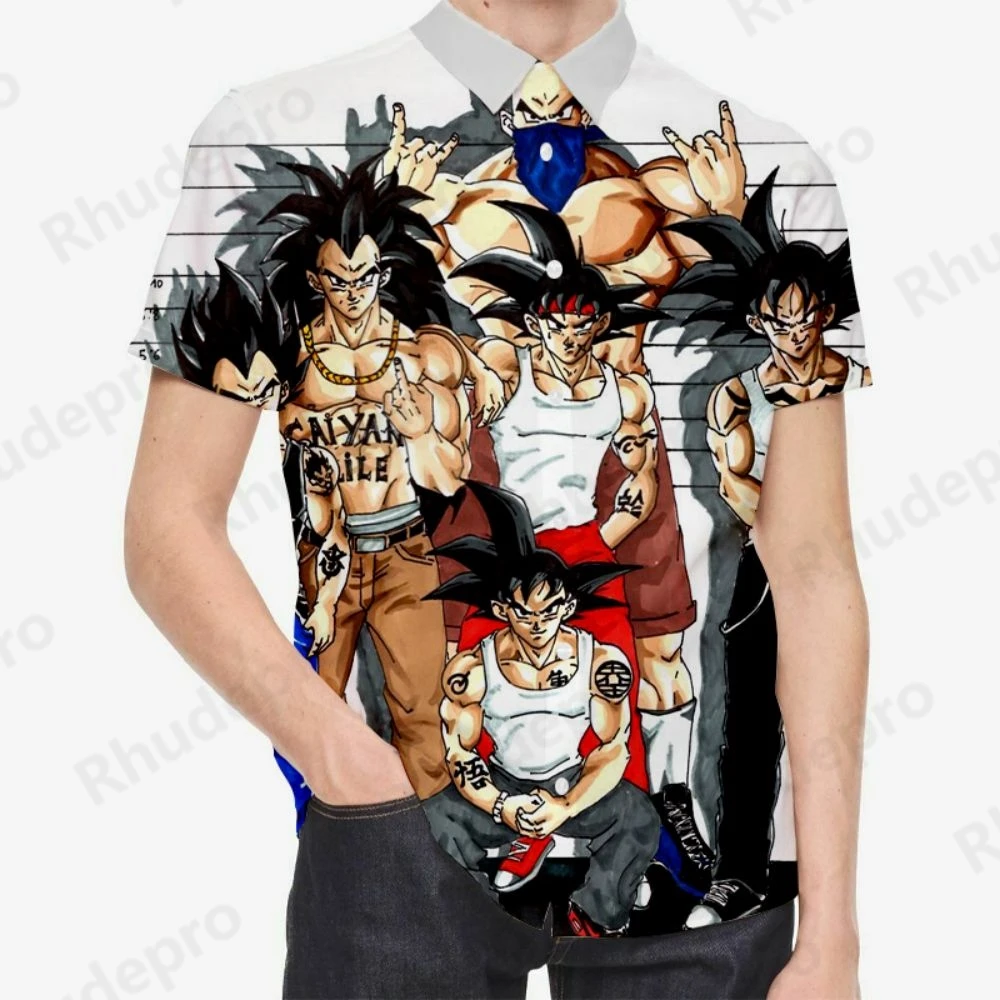 2024 Dragon Ball Z Social Shirt Harajuku Men's Original Shirts Summer Male Clothes Fashion Blouse Oversized High Quality Vegeta