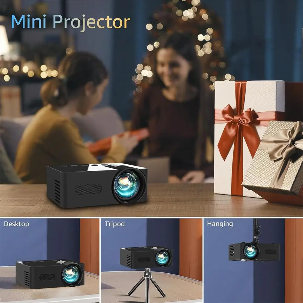 Mini proyector portátil HD, disfruta de películas de cine en casa en cualquier lugar, WiFi con soporte C9D4