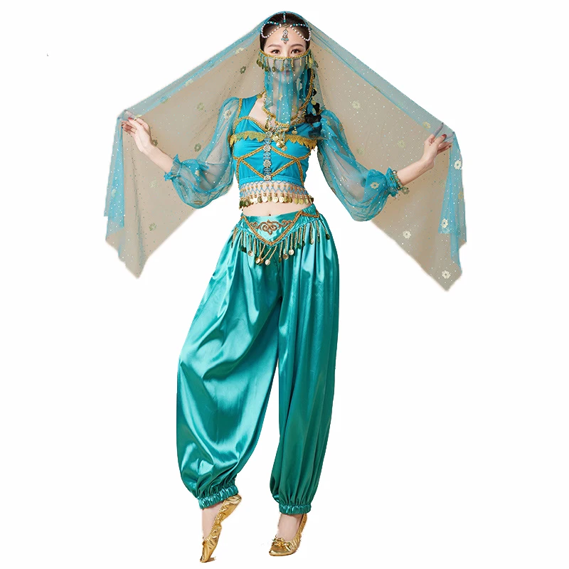 Women Belly Dance Set Arabian Cosplay Costumes Ladies Oriental Indian Dance Bollywood Halloween Outfit Set Carnival Clothing