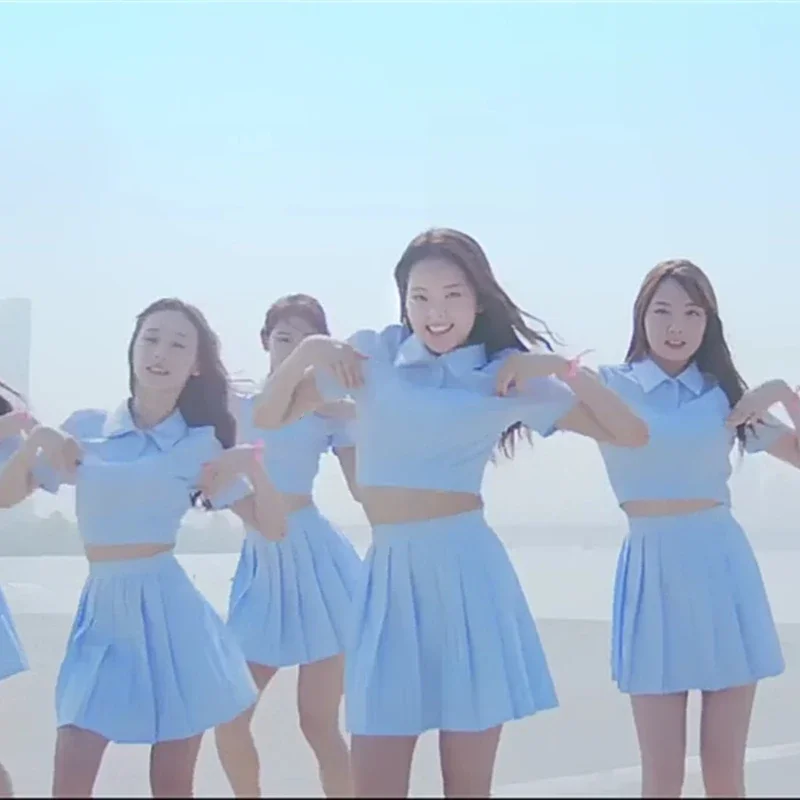 

Kpop Korean College Style Jazz Dance Crop Tops Women Sexy Stage Performance Suit Cheerleading Sweet Pleated Skirt Rave Outfits