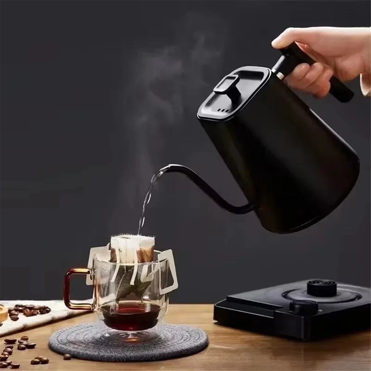 

FZFZ Gooseneck Electric Kettle with Precise Temperature Control, Ideal for Coffee and Tea, Stainless Steel Design UK Plug