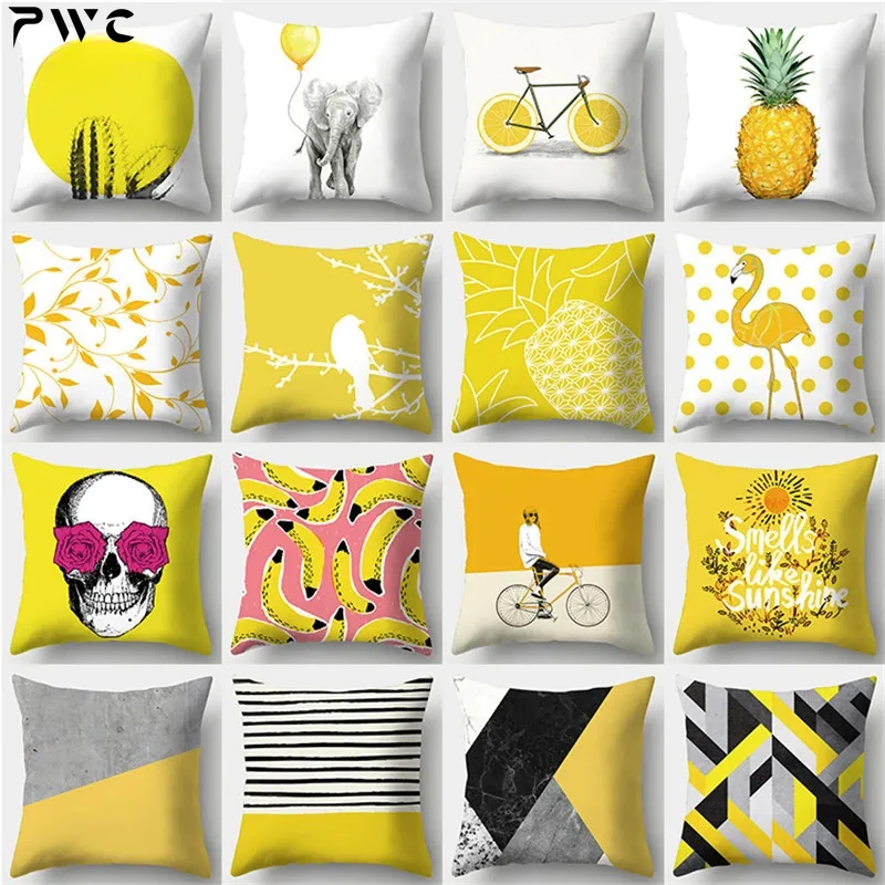 

Polyester Pillowcase Yellow Geometric Decorative Cushion Cover Decorative Pillow Sofa Cushion Home Decor Pillowcase