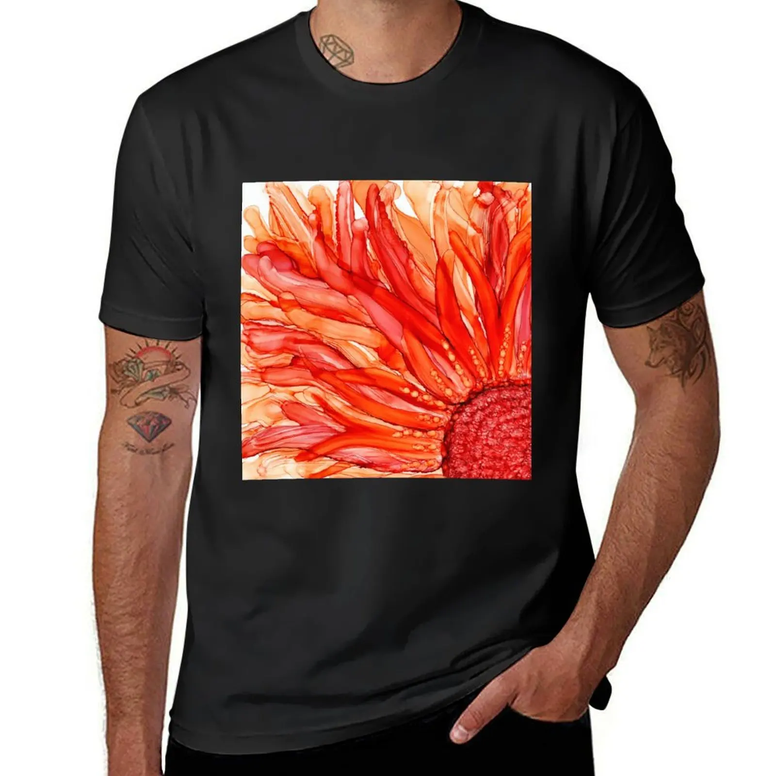 Sunflower Abstract T-Shirt heavyweights blacks graphics summer top mens t shirts