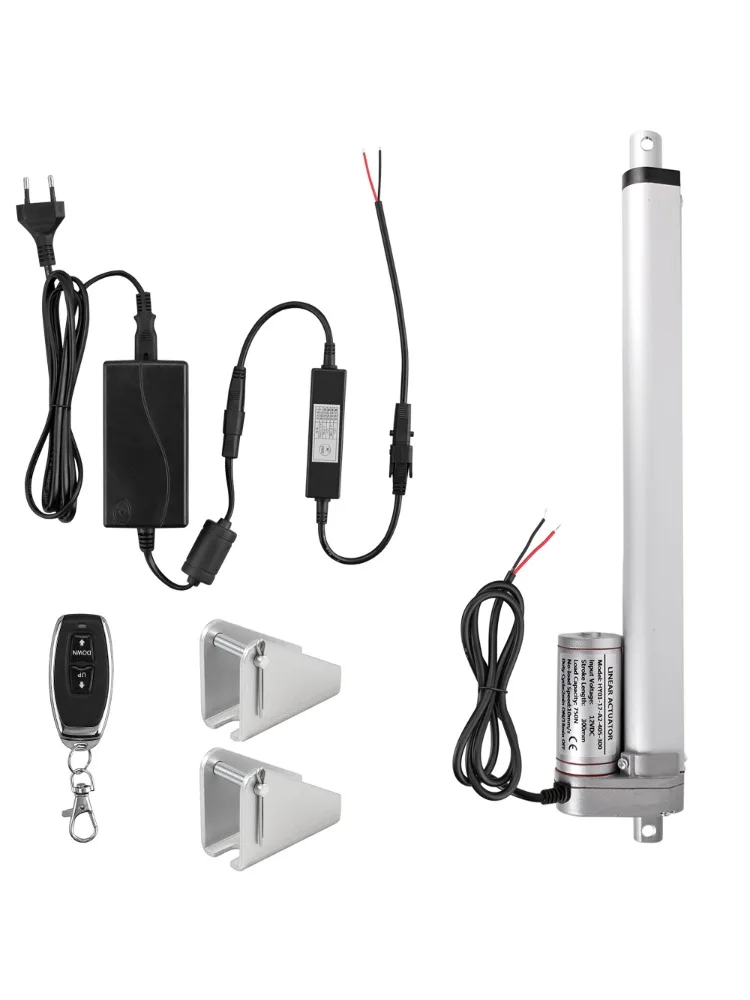 Moteur d'actionneur linéaire DC12V avec alimentation, télécommande et support de montage 750N 1000N 1500N 3000N