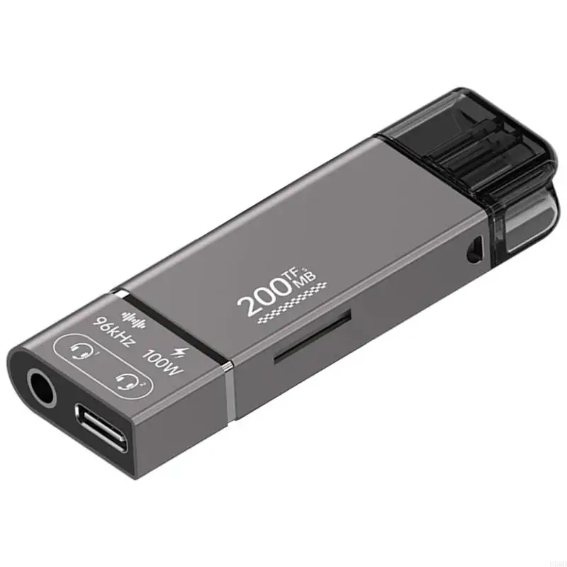 Aluminum Alloy USB C Hubs With Auxes Sound Port PD100W Charging And TFs Slot for Laptop Tablets H8WD