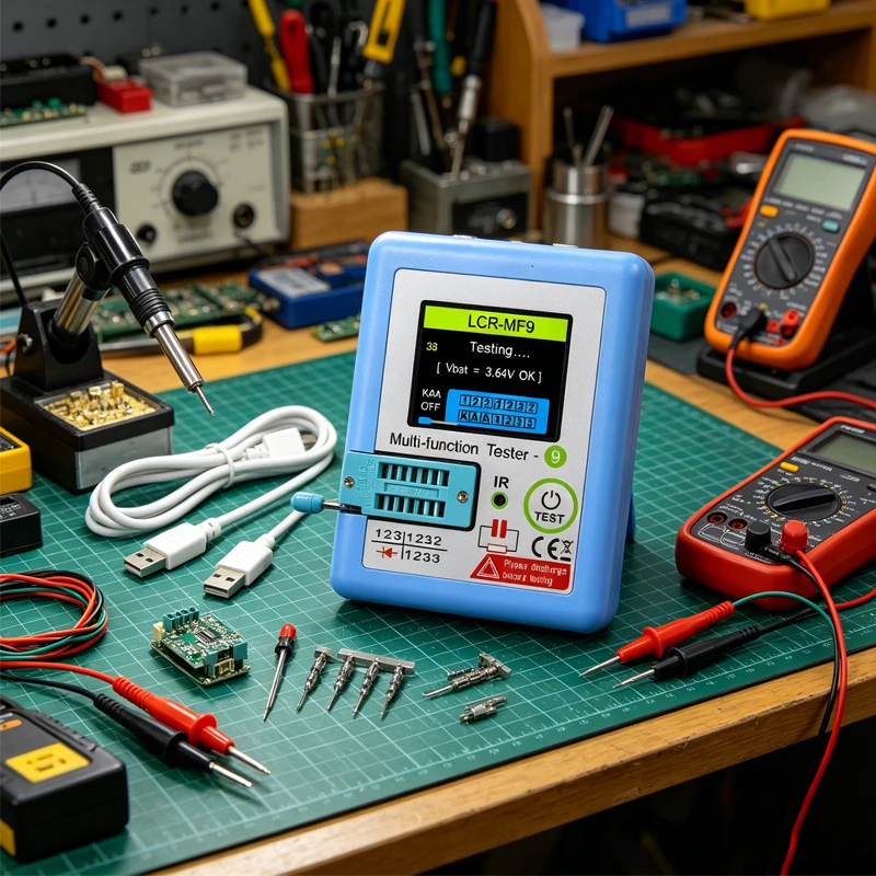 LCR-MF9 Multifu Color Screen Transistor Tester Diode Triode Capacitance Meter LCR ESR Meter NPN PNP MOSFET IR Capacitor Resistor
