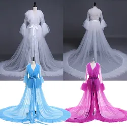 Women's Sexy Long Tulle Dress Nightgown Night Dress Wedding Dress Feather Lace Lingerie Fashion Sexy Tulle Long Lingerie Robe