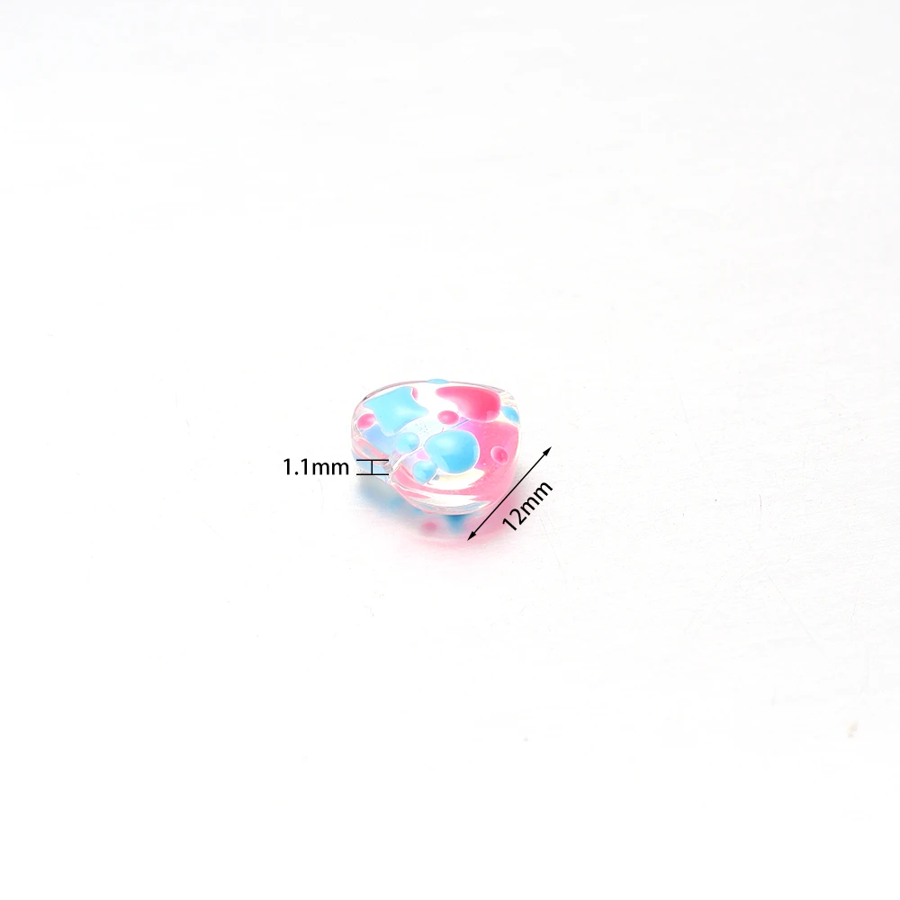 5Pcs/lot Hand Drawn Heart Lampwork Glass Beads Peach Heart Charms Loose Beads For DIY Jewelry Making Earrings Accessories