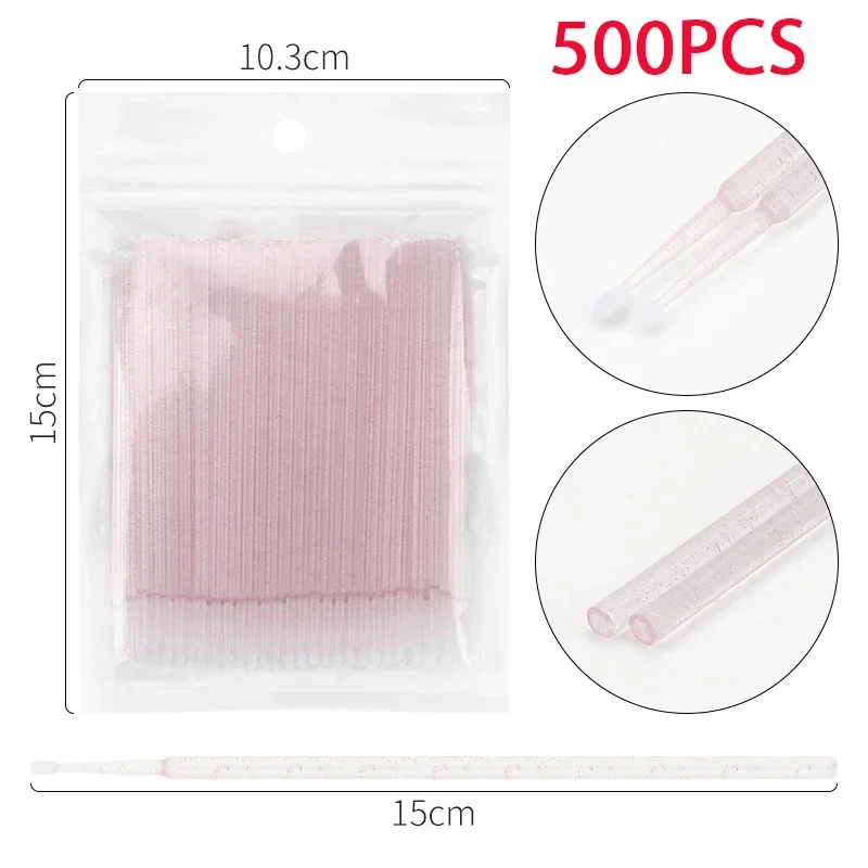 500/1000PCS Wimperborstels Wattenstaafje Micro Individuele Wimpers Microbrush Verwijderen Schoonmaken Lash Extensions Meubi