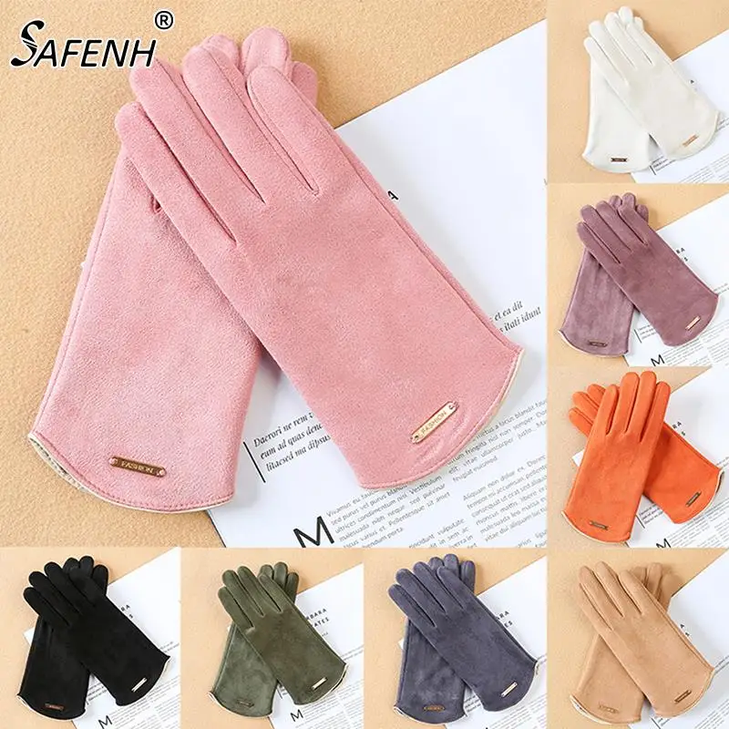 

Women Full Finger Mittens Driving Windproof Cycling Driving Full Finger Glove Mittens Winter Gloves Warm Touch Screen Fur Gloves