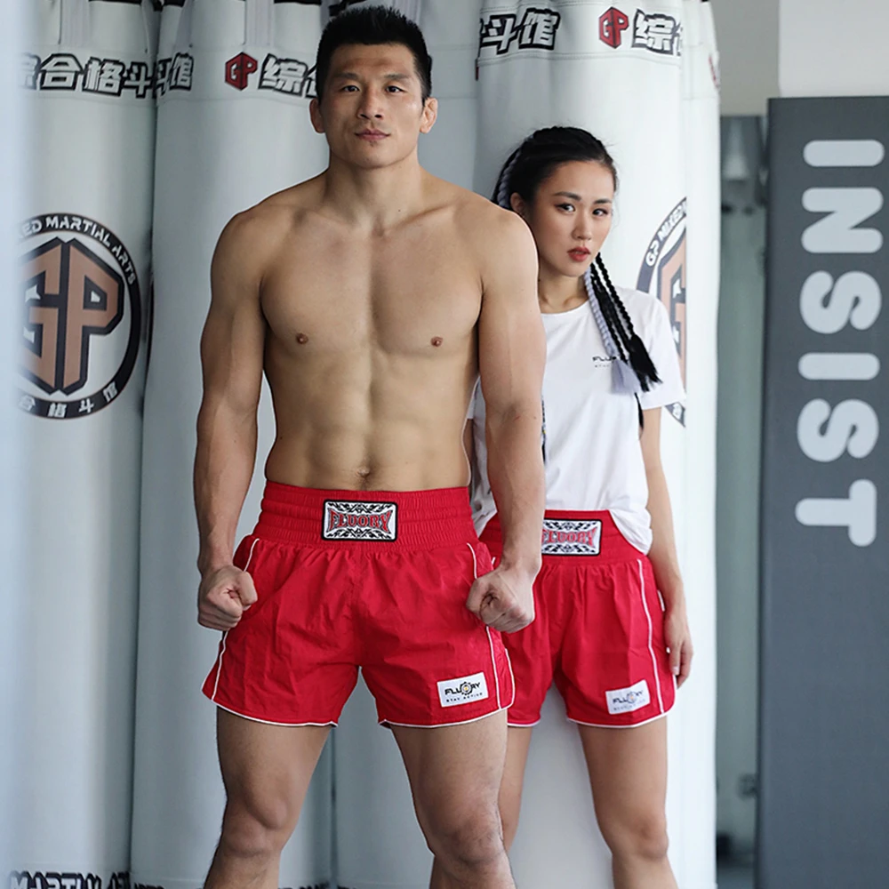 FLUORY MTSF88 MMA Fighting Muay Thai Shorts Boxeo Boxer Training Sports High Quality Kick Boxing Fitness Athletic Pants For Kid
