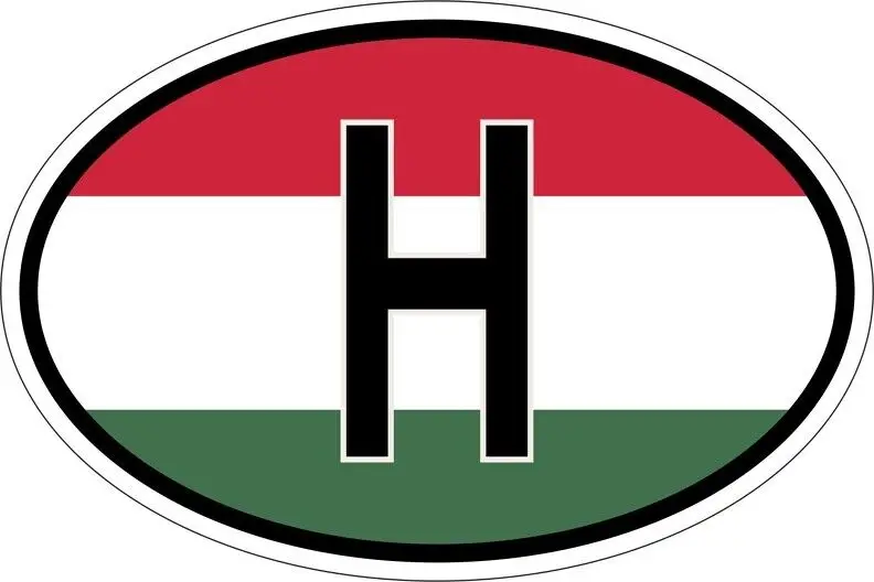 Hungary Oval Sticker Decal - Weatherproof - Hungarian Flag Country Code 4x4 Off Road Car Truck Vehicle Window Bumper Decal