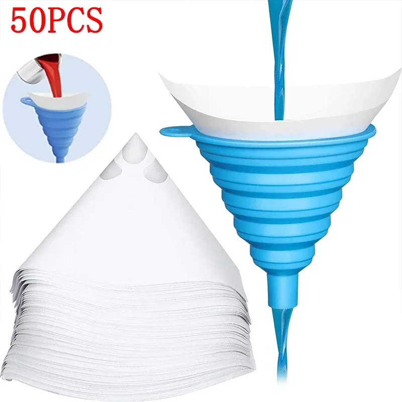 

50Pcs Disposable Paint Filter Paper Purifying Funnel 100 Mesh Conical Paint Filte Mesh Nylon Micron Paper Auto Accessories