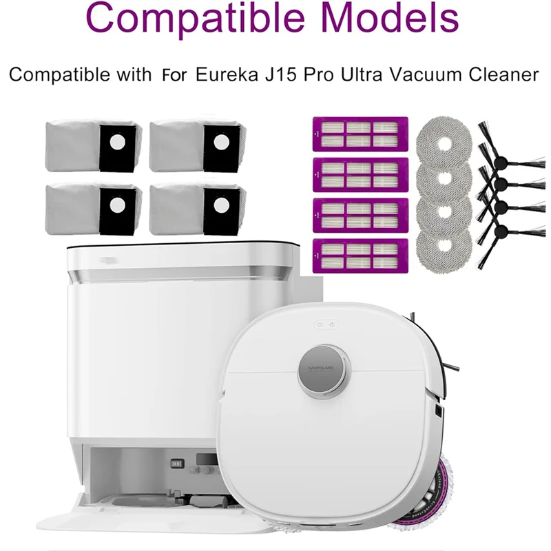 

A38M 16 шт. для робота-пылесоса Eureka J15 Pro Ultra, аксессуары, боковая щетка, фильтр, швабра, тканевый мешок для пыли, запасные части