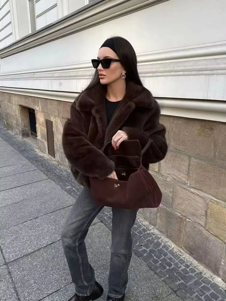 

HH Autumn New Woman Fashion Lapel Neck Long Sleeves Single Breasted Pocket Decoration Coat Female Casual Street Style Coat