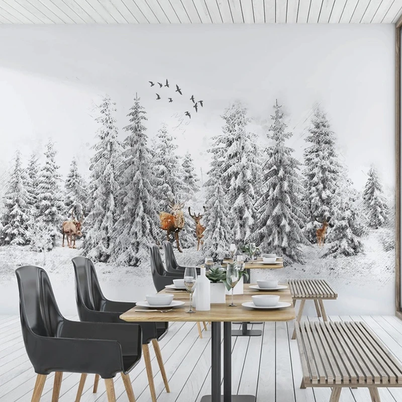 

Photo Wallpaper Nordic Modern Black White Elk Forest Mural Living Room Bedroom Backdrop Decor Beautiful Scenery Papel De Parede