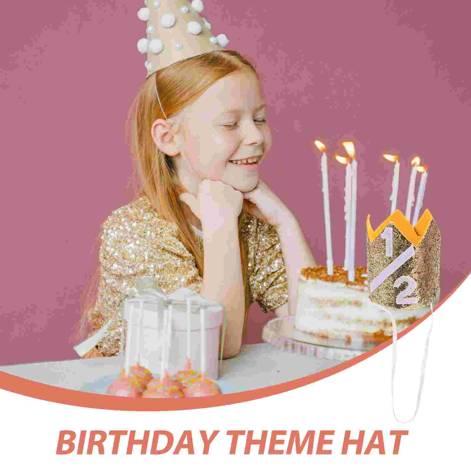 One and Half Years Old Kids Party Hat Hats for Birthday Venue Setting Props Crown Tiny Felt Cloth Comfortable to Wear