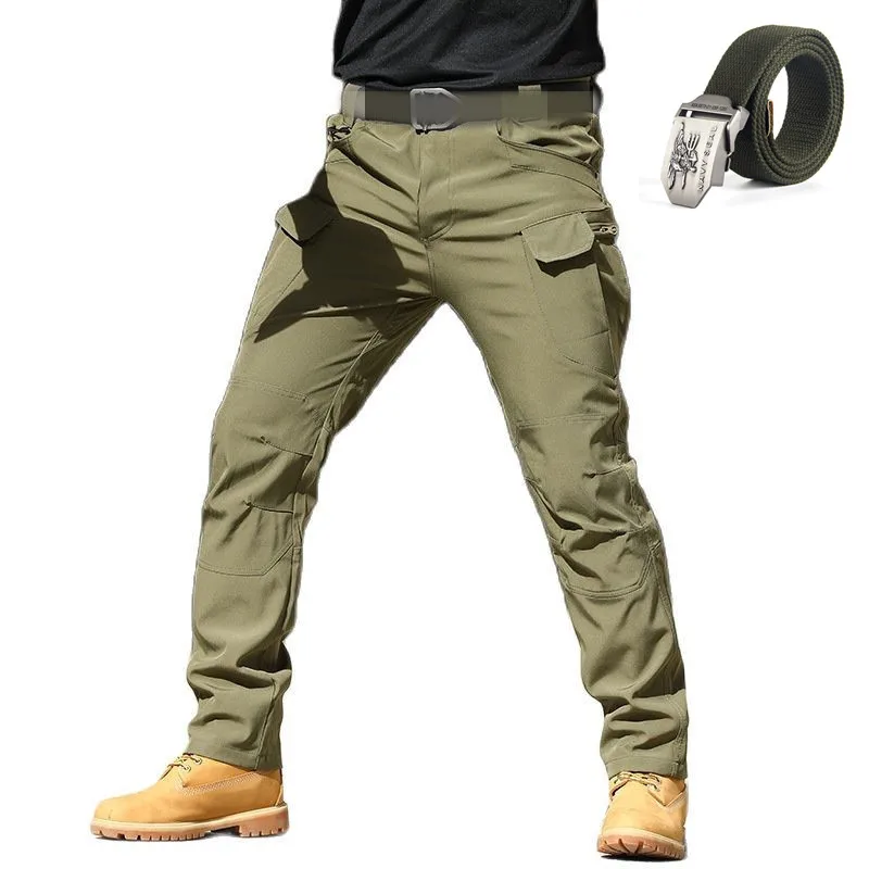 Gift Belt Unique Special Forces Fans Overalls Stretch Breathable Tactical Pants Multi Pocket Front Zipper Outdoor Casual Pants