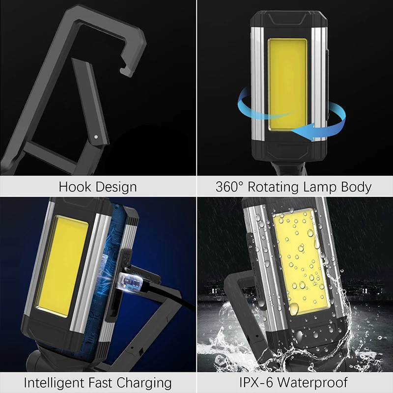 LED Work Light Rechargeable Magnetic Portable Mechanic Worklight Battery Powered,Bright for Car Repairing, Camping, Hiking, Gift