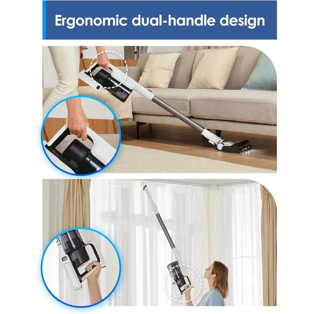 HAOYUNMA  A20 Cordless Stick Vacuum Cleaner, Up to 40Min-Runtime 3 Modes for Multi-Level Messes, 1L Larger Dustbin