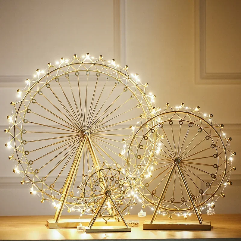 Factory Vintage Wrought Iron Mini Ferris Wheel Creative Sky Wheel Unique Design Metal Crafts Ferris Wheel Ornaments