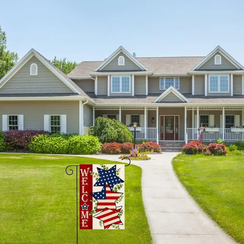 4th of July Garden Flag Double Side American Flag 12x18 Inch, Welcome Independence Day Memorial Day Patriotic Garden Flags for Y