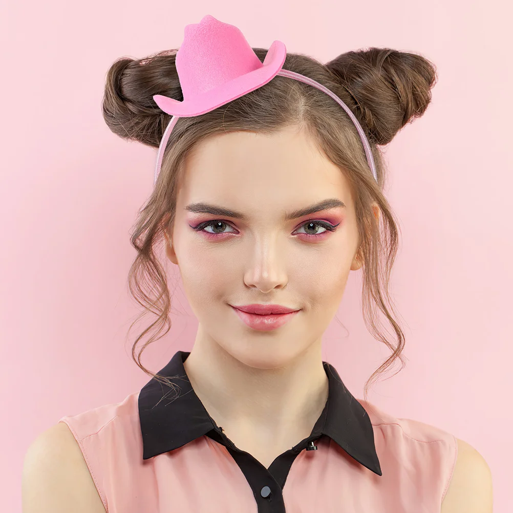 

2Pcs Pink Cowgirl Hat Headband Mini Cowboy Hat Western Theme Birthday Party Accessories Cowgirl Birthday Headband