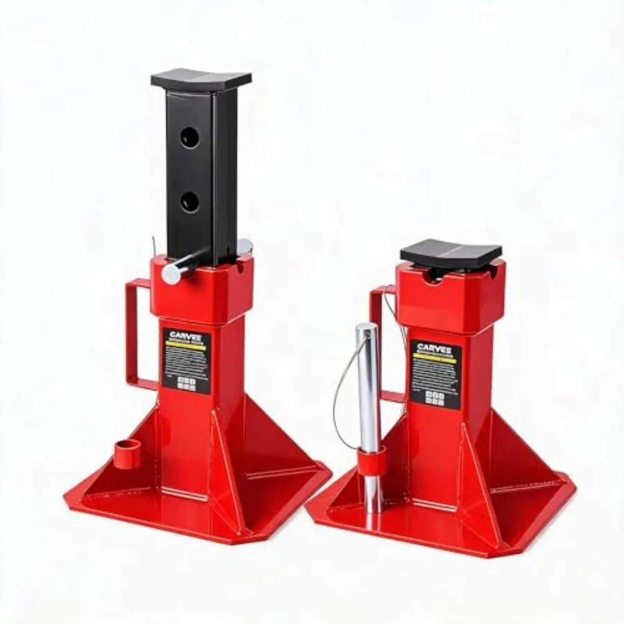 

22 Ton Jack Stands for Trucks Trailers Equipment, Heavy Duty Steel Pin Type with Locking Pin, Wide Base, Adjustable 13.819.7, R