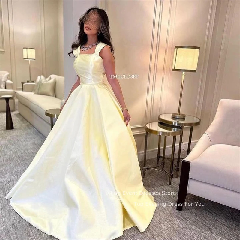 Xijun Baby Yellow Simple Evening Dresses A-Line Saudi Arabric Formal Prom Dresses Sleeveless Prom Gowns Party Gowns 2023 Women