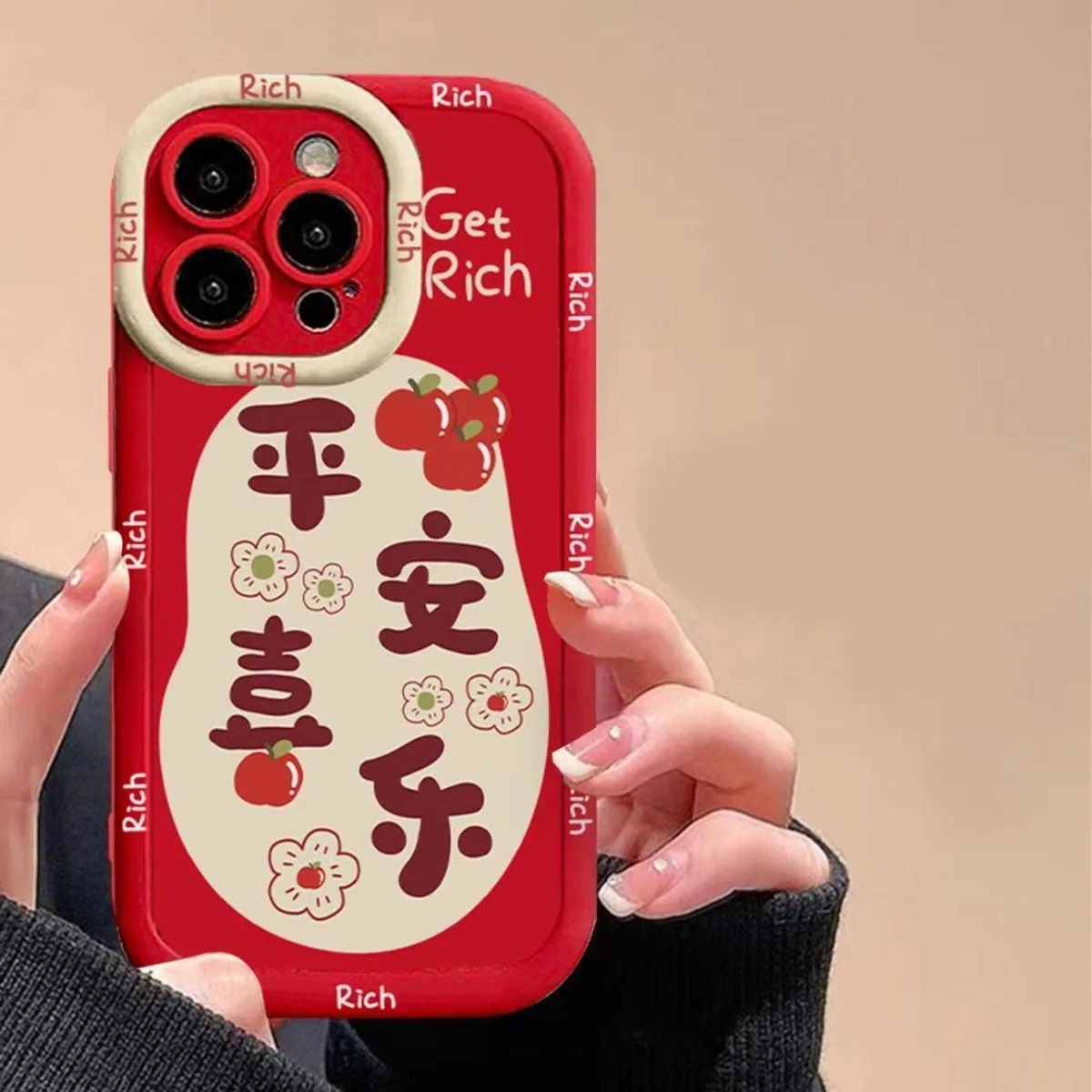 Cartoon Red New Year Phone Case for iPhone 16 PrCartoon Red New Year Phone Caseomax 15 Plus 14 13 12 11 XSMax XR Soft Back Cover