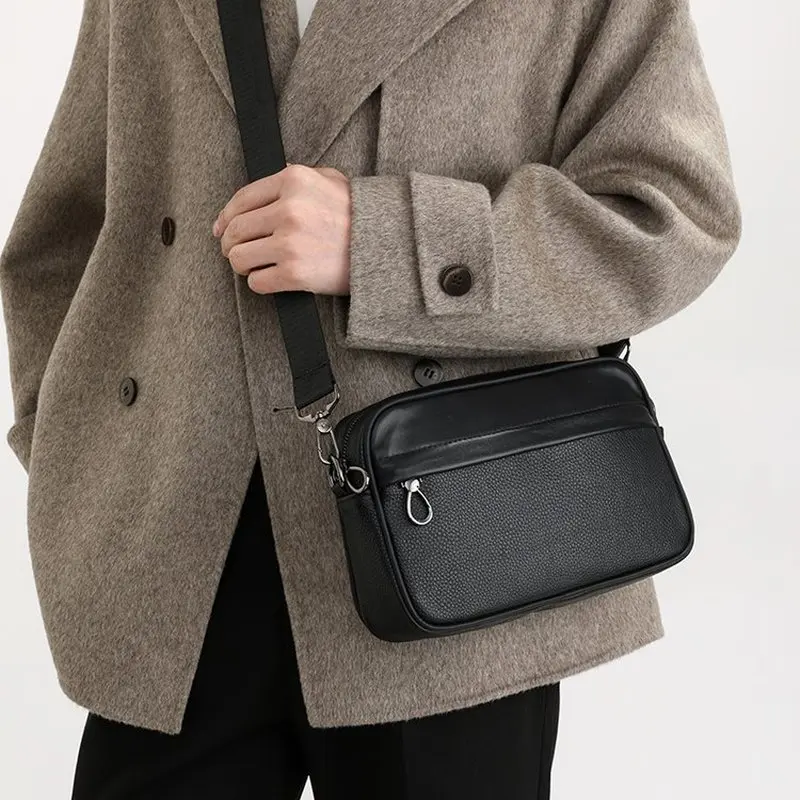 100% Genuine Leather Men's Shoulder Bags, Messenger Bag, Crossbody Bags, New Small Men's Designer Handbag, Bolso Male.