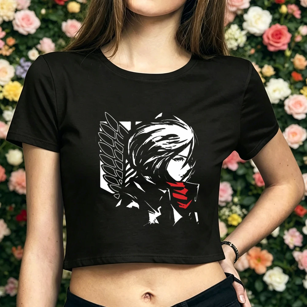 Attack on Titan crop top women streetwear scene  party shirt graphic gyaru grunge goth summer