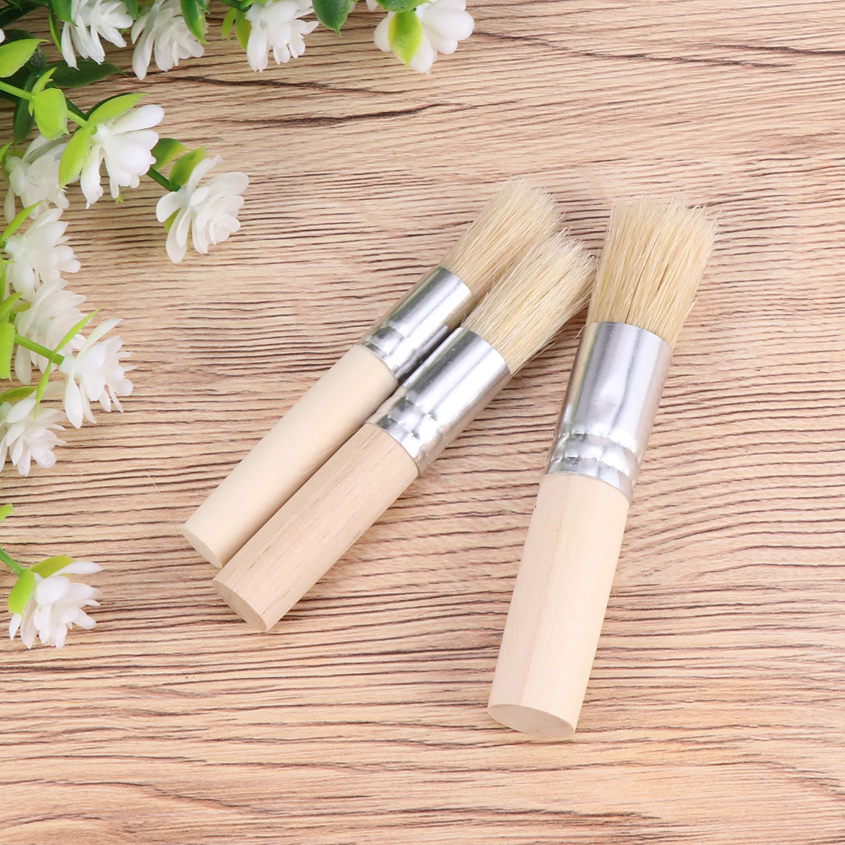 

3 pcs Stencil Brush Pig Mane Hollow Painting Brush Oil Acrylic Supplies Art Crafts Lightweight Durable Bristle Hair Aluminum