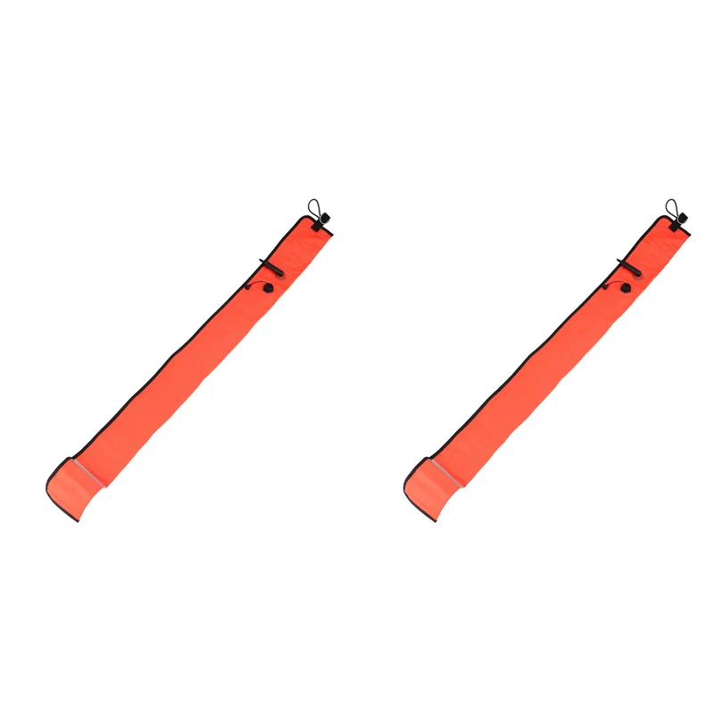 

YHOLI-2Pcs 1M Scuba Diving Surface Marker Buoy SMB Signal Tube Safety Visibility Float Signal Tube,Red