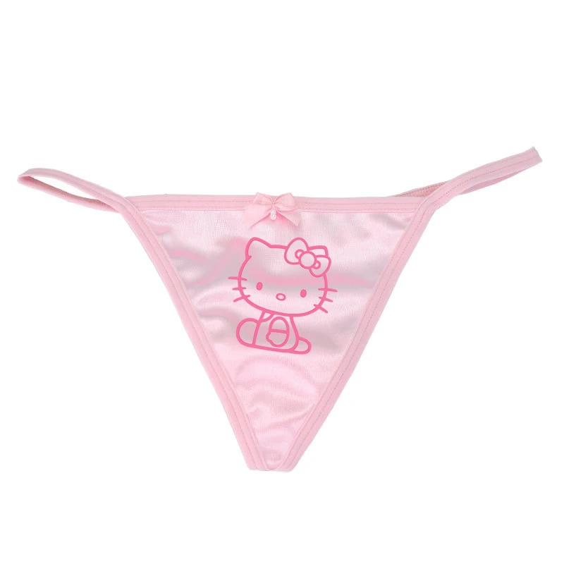 Anime Couple Underwear Hello Kitty Cute Thong Sexy Seamless Pearl Bow Low Waisted Pure Cotton Crotch Pants for Women Accessories