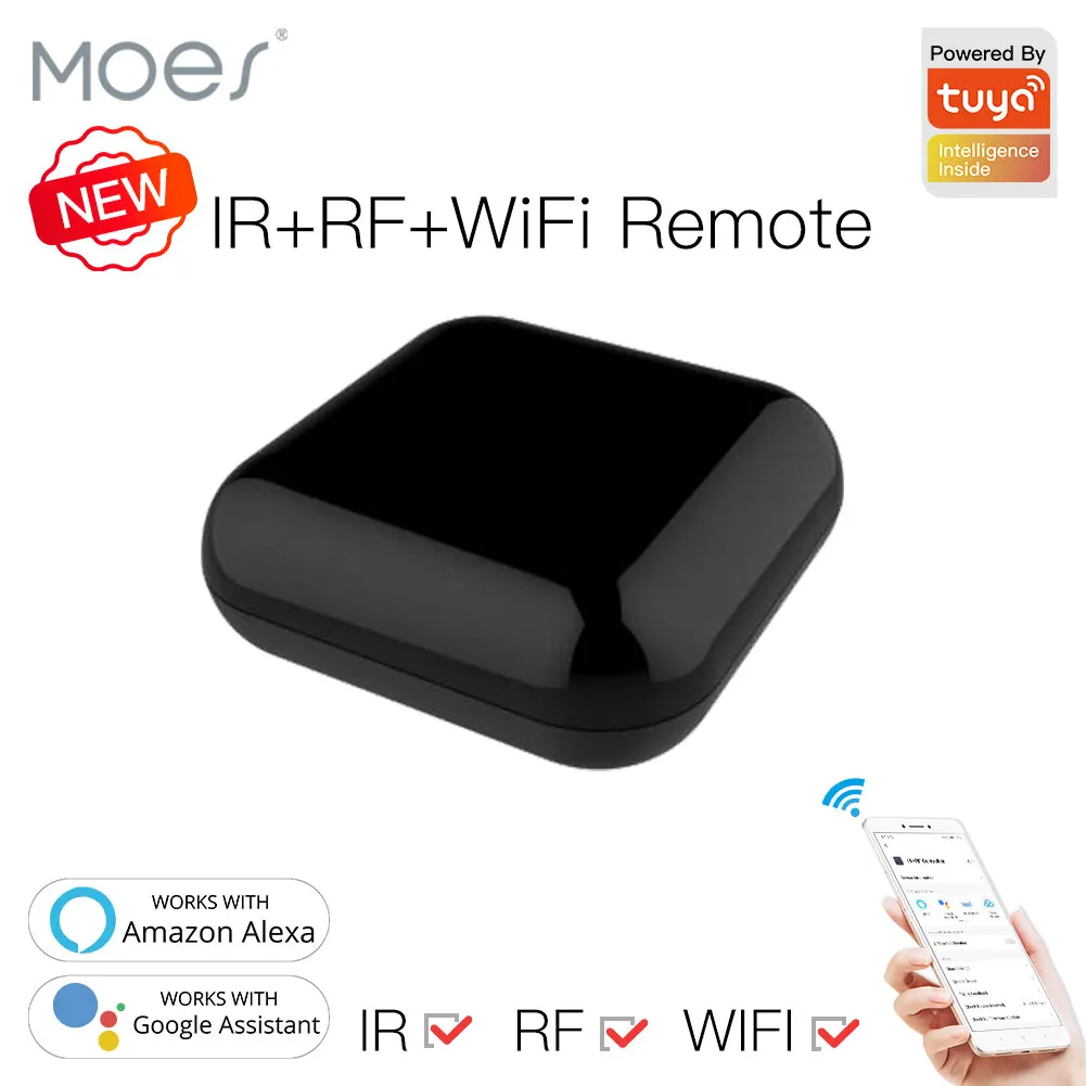 

​​MOES Universal Smart Remote Controller, WiFi RF IR for Home Appliances, Works with Tuya Alexa Google Home, Voice Control​