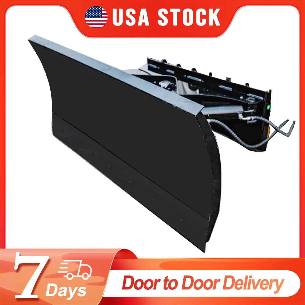 USA STOCK Skid Steer Attachments 70inch Snow Shovel for Snow and Soil Plowing Side Swing Function Door to Door Shipping