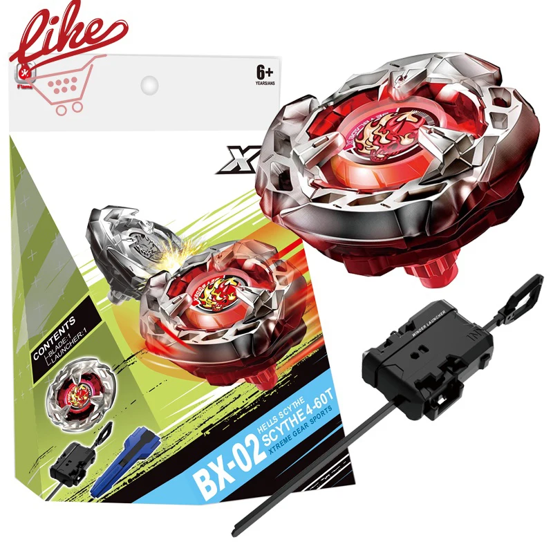 Laike Bey X BX-02 Hells Scythe 4-60T Xtreme Starter with Launcher Grip Set for Spinning Top Kid Toys for Children