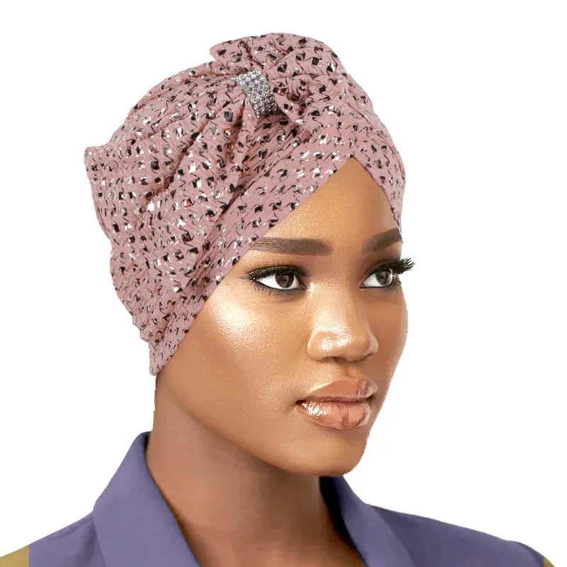 Turban imprimé Kendning avec nœud papillon pour femme, bonnet musulman, cravate de sauna africaine, chapeau de mariage nigérian, hijab à la mode