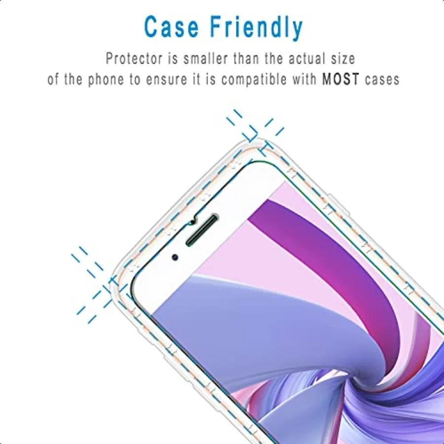 HPTech Confezione da 2 in vetro temperato per iPhone 8 Plus iPhone 7 Plus iPhone 6S Plus iPhone 6 Plus Custodia protettiva per schermo da 5,5 pollici Friendl